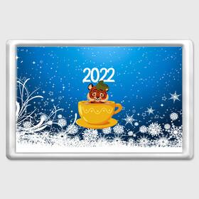 Магнит 45*70 с принтом Тигр в кружке (Новый год 2022) в Санкт-Петербурге, Пластик | Размер: 78*52 мм; Размер печати: 70*45 | 2022 | год тигра | новый год | новый год 2022 | символ года | тигр | тигренок | тигрица | тигры