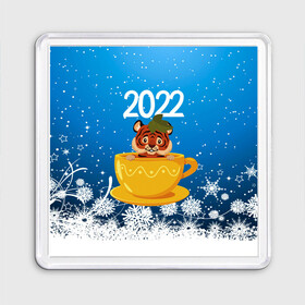 Магнит 55*55 с принтом Тигр в кружке (Новый год 2022) в Санкт-Петербурге, Пластик | Размер: 65*65 мм; Размер печати: 55*55 мм | 2022 | год тигра | новый год | новый год 2022 | символ года | тигр | тигренок | тигрица | тигры