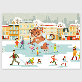 Поздравительная открытка с принтом Амур тигренок Новый год в Санкт-Петербурге, 100% бумага | плотность бумаги 280 г/м2, матовая, на обратной стороне линовка и место для марки
 | 2022 | год тигра | новый год | новый год 2022 | символ года | тигр | тигренок | тигрица | тигры