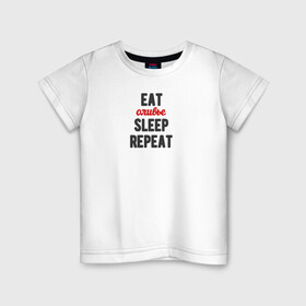 Детская футболка хлопок с принтом Eat оливье Sleep Repeat в Санкт-Петербурге, 100% хлопок | круглый вырез горловины, полуприлегающий силуэт, длина до линии бедер | 2022 | christmas | eat | eatsleeprepeat | newyear | repeat | sleep | новогоднее | новыйгод | оливье | праздник | рождество | салат