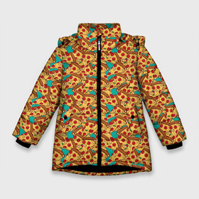 Зимняя куртка для девочек 3D с принтом Итальянская Пицца (Pizza) в Санкт-Петербурге, ткань верха — 100% полиэстер; подклад — 100% полиэстер, утеплитель — 100% полиэстер. | длина ниже бедра, удлиненная спинка, воротник стойка и отстегивающийся капюшон. Есть боковые карманы с листочкой на кнопках, утяжки по низу изделия и внутренний карман на молнии. 

Предусмотрены светоотражающий принт на спинке, радужный светоотражающий элемент на пуллере молнии и на резинке для утяжки. | fast food | pizza | pizzeria | блюдо | быстрое питание | еда | жратва | завтрак | ингредиенты для пиццы | итальянская еда | корм | кухня | кушанье | лепёшка | обед | перекус | пирог | пицца | пиццерия | пиццме | пища