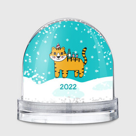 Игрушка Снежный шар с принтом Новогодний стол - тигр в Санкт-Петербурге, Пластик | Изображение внутри шара печатается на глянцевой фотобумаге с двух сторон | 2022 | год тигра | новый год | новый год 2022 | символ года | тигр | тигренок | тигрица | тигры