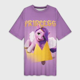 Платье-футболка 3D с принтом Princess Pipp Petals в Санкт-Петербурге,  |  | a new generation | hitch | izzy | moonbow | my little pony | pipp | sunny | дружба | единорог | единороги | иззи | магия | мунбоу | новое поколение | пегас | пегасы | петалс | пип | пипп | пони | санни | старскаут | хитч | шторм