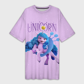 Платье-футболка 3D с принтом Unicorn Izzy в Санкт-Петербурге,  |  | a new generation | hitch | izzy | moonbow | my little pony | pipp | sunny | дружба | единорог | единороги | иззи | магия | мунбоу | новое поколение | пегас | пегасы | петалс | пип | пипп | пони | санни | старскаут | хитч | шторм