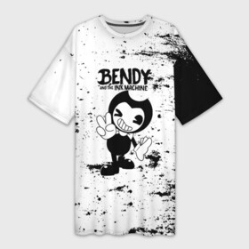 Платье-футболка 3D с принтом [Bendy and the ink machine]  Black  White в Санкт-Петербурге,  |  | bendy | bendy and the ink machine | бенди | бенди и чернильная машина | большие чудеса | взлёты и падения | движущиеся картинки | последняя бобина | старая песня