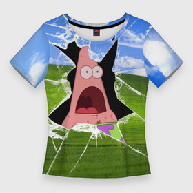 Женская футболка 3D Slim с принтом ПАТРИК  Сейчас будет локдаун в Санкт-Петербурге,  |  | patrick | sponge bob | spongebob | губка боб | звезда | квадратные штаны | мем | партик | сквэр пэнтс | спанч боб