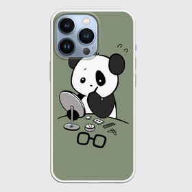 Чехол для iPhone 13 Pro с принтом Панда красит глаза в Санкт-Петербурге,  |  | bear | eyes | in front of the mirror | paints | panda | глаза | красит | медведь | панда | перед зеркалом