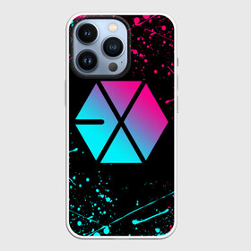 Чехол для iPhone 13 Pro с принтом EXO BAND NEON LOGO НЕОНОВЫЕ БРЫЗГИ КРАСОК в Санкт-Петербурге,  |  | Тематика изображения на принте: baekhyun | chanyeol | do | exo | exo band | exok | exom | kai | kris | lay | luhan | neon | sehun | suho | tao | xiumin | брызги | краски | неон | пэкхён | чен | экзо | эхо