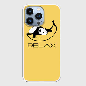 Чехол для iPhone 13 Pro с принтом Relax: панда на банане в Санкт-Петербурге,  |  | banana | bear | hugged | lies | panda | relax | банан | лежит | медведь | обнял | панда