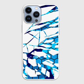 Чехол для iPhone 13 Pro Max с принтом 3D ВЗРЫВ ПЛИТ Белые и синие осколки в Санкт-Петербурге,  |  | 3d | 3д | абстракция | осколки | плиты | текстуры