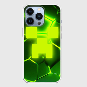 Чехол для iPhone 13 Pro с принтом 3D ПЛИТЫ МАЙНКРАФТ   ТРЕЩИНЫ   СОТЫ   HEXAGON NEON в Санкт-Петербурге,  |  | 3d | 3d плиты | block | creeper | cube | minecraft | neon | pixel | tnt | блок | гаст | геометрия | крафт | крипер | кубики | майнкрафт | неон | пиксели | тнт | трещины