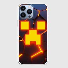 Чехол для iPhone 13 Pro Max с принтом ОГНЕННЫЙ КРИПЕР | 3D ПЛИТЫ   FIRE CREEPER в Санкт-Петербурге,  |  | 3d | 3d плиты | 3d разлом | block | creeper | cube | fire | flame | game | geometry | hexagon | minecraft | neon | pixel | tnt | блок | гаст | геометрия | детям | компьютерная игра | крафт | крипер | кубики | майнкрафт | неон | огненный майк