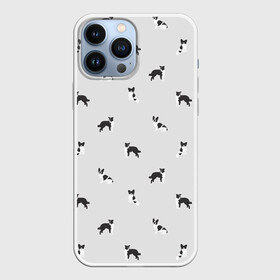 Чехол для iPhone 13 Pro Max с принтом Черно белые собачки паттерн в Санкт-Петербурге,  |  | белый | бордер колли | бостон терьер | монохром | папильон | паттерн | серый | собаки | спокойные цвета | той спаниэль | французский бульдог | черно белый принт