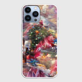 Чехол для iPhone 13 Pro Max с принтом Ностальгия Рождества в Санкт-Петербурге,  |  | винтаж | гирдянда | елка | зима | милый | нежный | новый год | пастельный | праздник | ретро | рождество | розовый | семейный | сиреневый