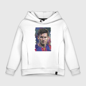 Детское худи Oversize хлопок с принтом Lionel Messi   striker, Barcelona в Санкт-Петербурге, френч-терри — 70% хлопок, 30% полиэстер. Мягкий теплый начес внутри —100% хлопок | боковые карманы, эластичные манжеты и нижняя кромка, капюшон на магнитной кнопке | argentina | barcelona | celebrity | football | forward | lionel messi | spain | star | striker | аргентина | звезда | знаменитость | испания | лионель месси | нападающий | форвард | футбол