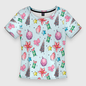 Женская футболка 3D Slim с принтом Рождество 2022 в Санкт-Петербурге,  |  | одежа к рождеству | одежка к рождеству | подарок на рождество | прикол рождество | рождественская одежда | рождество 2022 | счастливого рождества