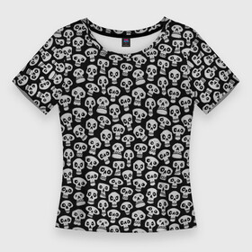 Женская футболка 3D Slim с принтом Funny skulls в Санкт-Петербурге,  |  | bone | bones | funny | skulls | кости | череп | черепа