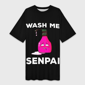 Платье-футболка 3D с принтом WASH ME SENPAI в Санкт-Петербурге,  |  | Тематика изображения на принте: ahegao | anime | covey | culture | kawai | kowai | manga | oppai | otaku | sempai | senpai | sugoi | trend | waifu | yandere | аниме | ахегао | вайфу | ковай | манга | отаку | семпай | сенпай | тренд | х