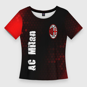 Женская футболка 3D Slim с принтом AC MILAN  AC Milan + Графика в Санкт-Петербурге,  |  | ac | ac milan | acm | football | logo | milan | sport | клуб | лого | логотип | логотипы | милан | символ | символы | соты | спорт | форма | футбол | футбольная | футбольный