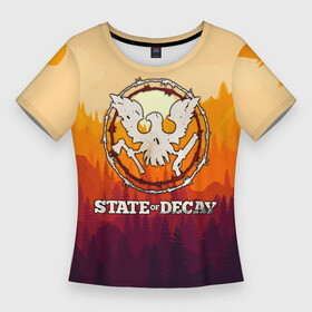 Женская футболка 3D Slim с принтом State of Decay  Логотип в Санкт-Петербурге,  |  | state of decay | загнивающий штат | зомби апокалипсис | состояние распада | стейт оф дикей