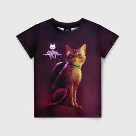 Детская футболка 3D с принтом Stray  Блуждающий кот в Санкт-Петербурге, 100% гипоаллергенный полиэфир | прямой крой, круглый вырез горловины, длина до линии бедер, чуть спущенное плечо, ткань немного тянется | stray | блуждающий кот | бродить | игра про кота | потерявшийся кот | стрей | стрэй