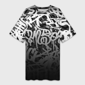 Платье-футболка 3D с принтом GRAFFITI WHITE TAGS  ГРАФФИТИ в Санкт-Петербурге,  |  | Тематика изображения на принте: gradient | graffiti | tags | градиент | граффити | каллиграфия | надписи | теги | тегинг | узор
