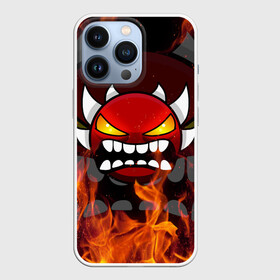 Чехол для iPhone 13 Pro с принтом GEOMETRY DASH DEMON FIRE SMILE в Санкт-Петербурге,  |  | 2d | arcade | demon | fire | flame | game | geometry dash | levels | meltdown | rage | robtop | smile | аркада | геометрический тире | демон | огненный демон | огонь | пламя | раннер | смайлы | уровни | эмоции | ярость