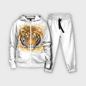 Детский костюм 3D с принтом Дикий Тигр (Wild Tiger) в Санкт-Петербурге,  |  | animal | beast | cat | predator | tiger | амурский тигр | белый тигр | год тигра | дикий тигр | животное | зверь | злой тигр | кот | новый год 2022 | оскал | охотник | полосатая кошка | полоски тигра | саблезубый тигр