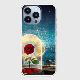 Чехол для iPhone 13 Pro с принтом Роза в Колбе в Санкт-Петербурге,  |  | Тематика изображения на принте: красивая роза | красная роза | лепестки роз | ночь за окном | прозрачная колба | роза | роза и ночь | роза с шипами | цветок в колбе | цветок на окне