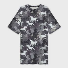 Платье-футболка 3D с принтом Табун Лошадей в Санкт-Петербурге,  |  | horse | wild horse | всадник | галоп | грива | дикая лошадь | дикая природа | жеребец | животные | жокей | звери | зебра | зоопарк | казак | камуфляж | кляча | кобыла | ковбой | конный спорт | конь | конюшня