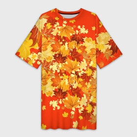 Платье-футболка 3D с принтом Кленовый листопад в Санкт-Петербурге,  |  | autumn | bright colors | falling leaves | golden | leaves | maple | nature | золотая | клён | листопад | листья | осень | природа | яркие цвета