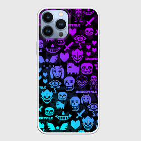 Чехол для iPhone 13 Pro Max с принтом UNDERTALE NEON PATTERN | УЗОР в Санкт-Петербурге,  |  | Тематика изображения на принте: asriel dreemurr | chara | frisk | gaster blaster | heart | sans | undertale | азриэль дримурр | андертейл | гастер | меттатон | санс | сердце | фриск | чара