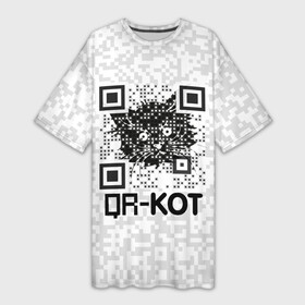 Платье-футболка 3D с принтом QR код котик в Санкт-Петербурге,  |  | qr code | qr код | qr кот | qrкот | ковид | ковид 19 | код | коронавирус | кот | кр код | мем | мемы | пандемия | прикол | смешной | юмор