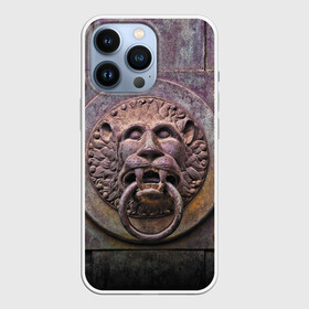 Чехол для iPhone 13 Pro с принтом Lion gate в Санкт-Петербурге,  |  | ears | eyes | fangs | gate | jaw | lion | mane | metal | muzzle | ворота | грива | клыки | лев | металл | пасть | уши
