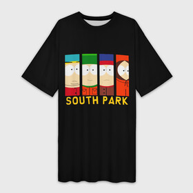 Платье-футболка 3D с принтом South Park  Южный парк главные герои в Санкт-Петербурге,  |  | eric | kenny | kyle | south park | stanley | кайл | кенни | мультфильм | саус парк | сауспарк | сериал | стэн | эрик | южный парк