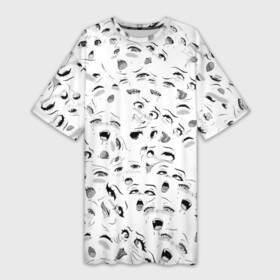 Платье-футболка 3D с принтом Ахегао без границ в Санкт-Петербурге,  |  | ahegao | anime | manga | аниме | ахегао | коллаж | манга | паттерн