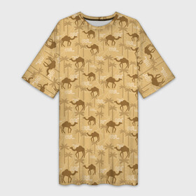 Платье-футболка 3D с принтом Верблюды в Санкт-Петербурге,  |  | camel | анх | арабы | африка | бархан | бедуин | верблюд | гиза | горбатый | египет | жара | засуха | ибис | кактусы | караван | клеопатра | кочевник | мумия | нефертити | нил | оазис | осёл | осирис | пальмы