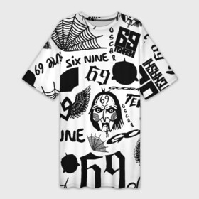 Платье-футболка 3D с принтом [6IX9INE]  Pattern в Санкт-Петербурге,  |  | 6ix9ine | 6ix9ine акула | daniel hernandez | gooba | rap | shark | six nine | tekashi | акула | даниэль эрнандес | музыка | реп | сикс найн | текаши