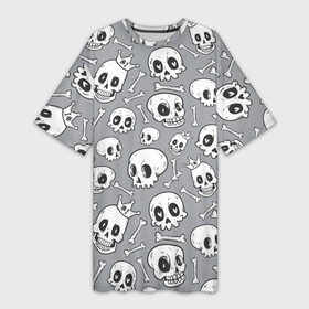 Платье-футболка 3D с принтом Skulls  bones в Санкт-Петербурге,  |  | 1 | bone | bones | crown | funny | heart | skull | skulls | smile | королевский | корона | кости | кость | сердце | смешной | смешные | улыбка | череп | черепа