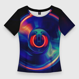 Женская футболка 3D Slim с принтом Сверхновая сингулярность в Санкт-Петербурге,  |  | вектор | графика | космос | красный | круг | синий | черная дыра | шар