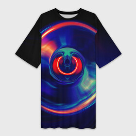 Платье-футболка 3D с принтом Сверхновая сингулярность в Санкт-Петербурге,  |  | вектор | графика | космос | красный | круг | синий | черная дыра | шар