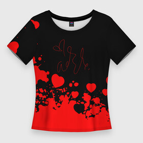 Женская футболка 3D Slim с принтом Adele Сердечки Автограф. в Санкт-Петербурге,  |  | adele | adele adkins | logo | адель | адель эдкинс | британская певица | лого | логотип | музыка | певица