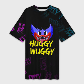 Платье-футболка 3D с принтом HUGGY WUGGY PATTERN. в Санкт-Петербурге,  |  | huggy wuggy | poppy playtime | игра | кукла | монстр | плэйтайм | поппи плейтайм | хагги вагги | хоррор