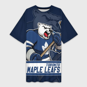 Платье-футболка 3D с принтом Торонто Мейпл Лифс, Toronto Maple Leafs Маскот в Санкт-Петербурге,  |  | hockey | maple leafs | nhl | toronto | toronto maple leafs | usa | мейпл лифс | нхл | спорт | сша | торонто | торонто мейпл лифс | хоккей | шайба