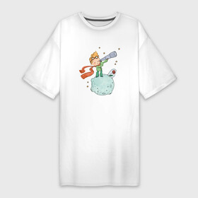 Платье-футболка хлопок с принтом обратная сторона луны в Санкт-Петербурге,  |  | лисенок | маленький принц | обратная сторона луны | роза | шарфик | шипы | экзюпери