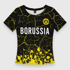 Женская футболка 3D Slim с принтом BORUSSIA + Брызги в Санкт-Петербурге,  |  | borussia | club | dortmund | footbal | logo | paint | боруссия | брызги | дортмунд | знак | клуб | краска | логотип | логотипы | символ | символы | форма | футбол | футбольная | футбольный