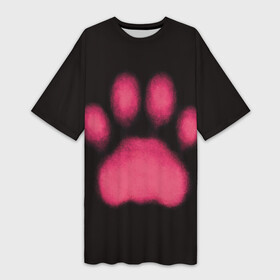 Платье-футболка 3D с принтом След кошки в Санкт-Петербурге,  |  | кот | кошачья | кошачья лапа | кошачья лапка | кошка | лапа | лапка | отпечаток лапы | подушечки | след
