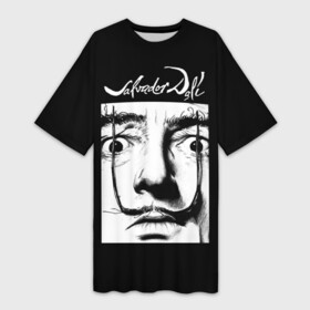 Платье-футболка 3D с принтом Salvador Dali  vertical mustache в Санкт-Петербурге,  |  | art | artist | autograph | crazy look | painting | portrait | salvador dali | surrealist | vertical mustache | автограф | вертикальные усы | живопись | искусство | портрет | сальвадор дали | сумасшедший взгляд | сюрреалист | художник