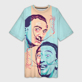 Платье-футболка 3D с принтом Salvador Dali  grimaces в Санкт-Петербурге,  |  | art | artist | autograph | crazy look | grimaces | painting | portrait | salvador dali | surrealist | vertical mustache | автограф | вертикальные усы | гримасы | живопись | искусство | портрет | сальвадор дали | сумасшедший взгляд | сюрреалист |