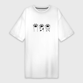 Платье-футболка хлопок с принтом 3 Кошачьи лапки в Санкт-Петербурге,  |  | Тематика изображения на принте: абрис | животное | животные | забавные | когти | контур | кот | котенок | коты | котята | кошка | кошки | лапки | лапы | милый | набор | обводка | паттерн | пушистый | пятна | пятнистый | пятно | рисунок